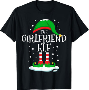 The Girlfriend Elf Christmas Family Matching Xmas Couples T-Shirt - T-Shirt | Black