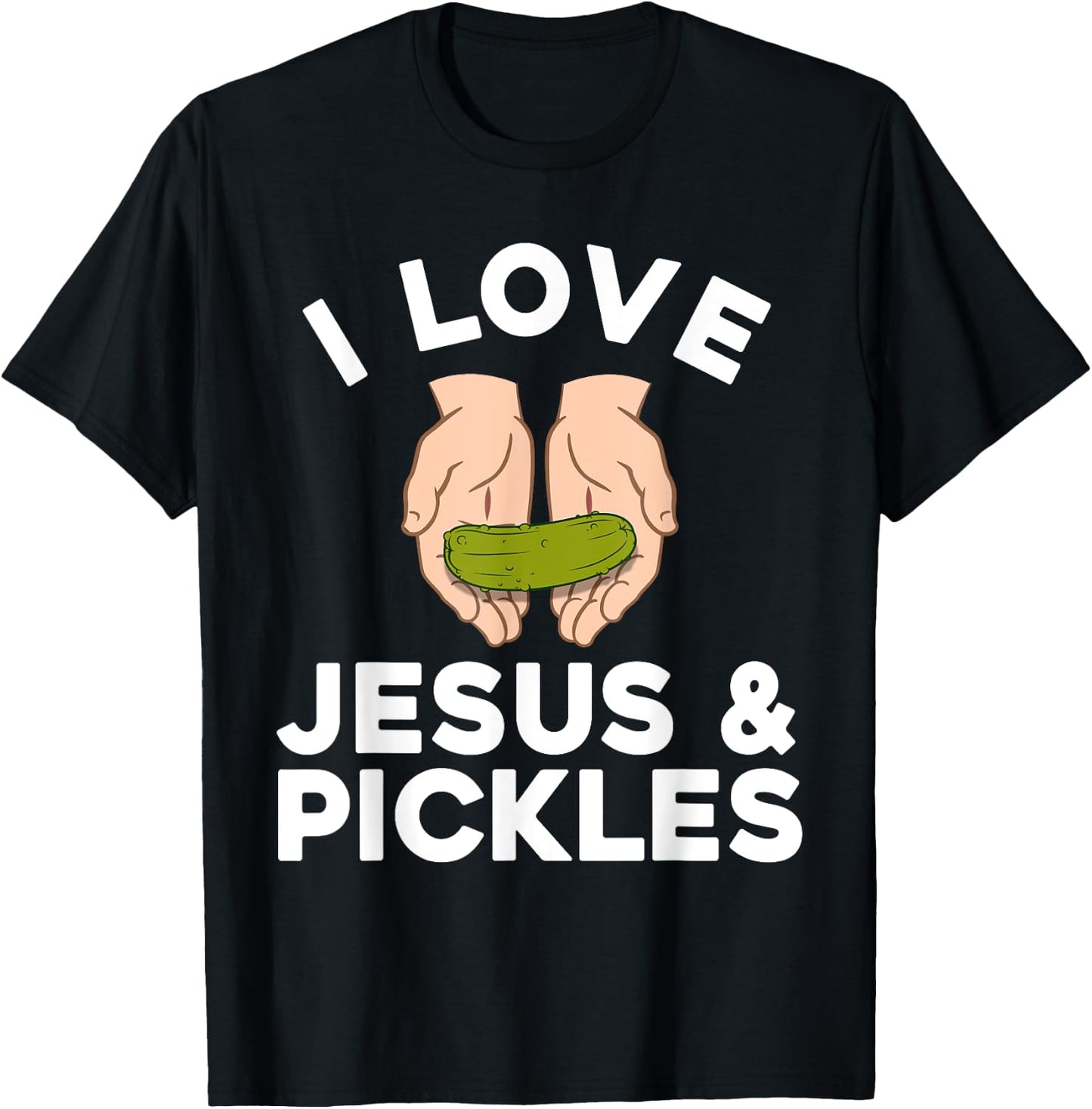 Cute Pickle Design Women Kids Jesus Pickle Lovers T-Shirt - T-Shirt | Black
