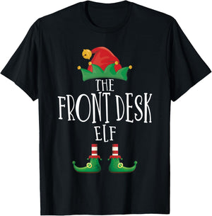 Front Desk Elf Shirt Funny Family Matching Group Christmas T-Shirt - T-Shirt | Black
