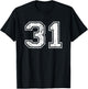 Number 31 Distressed Vintage Thirty One Sports Team Practice T-Shirt - T-Shirt | Black