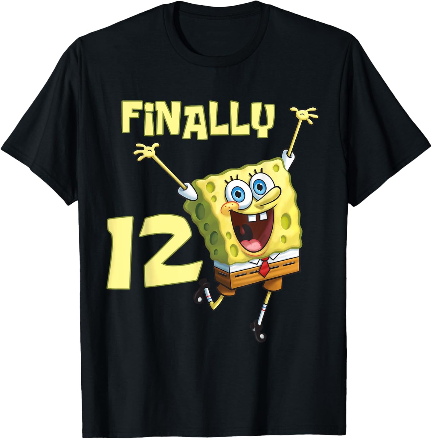 Mademark x SpongeBob SquarePants - Original SpongeBob Square Pants - 12th Birthday. Finally 12. T-Shirt - T-Shirt | Black