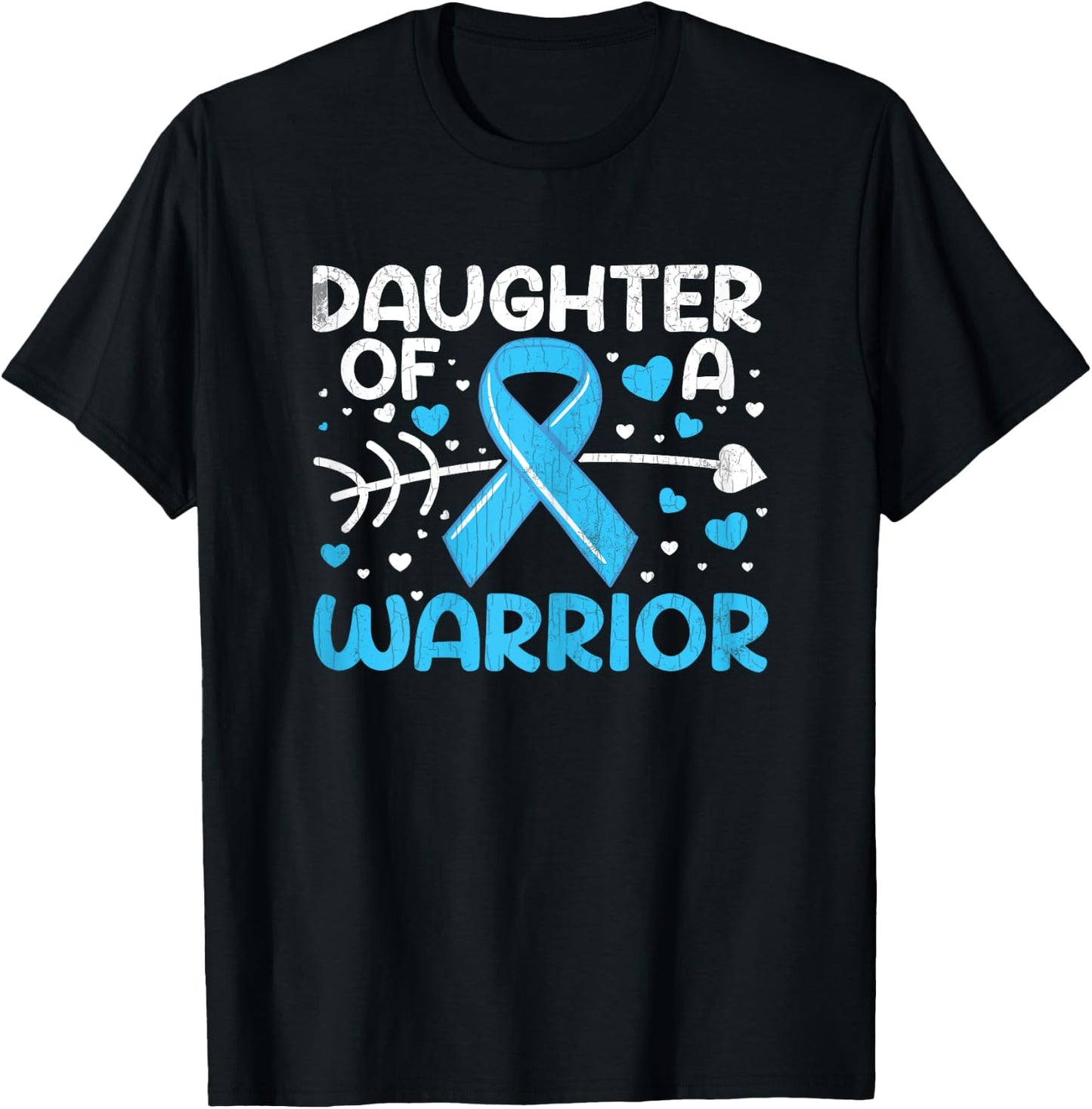 Daughter Of Warrior Prostate Cancer Awareness Blue Graphic T-Shirt - T-Shirt | Black