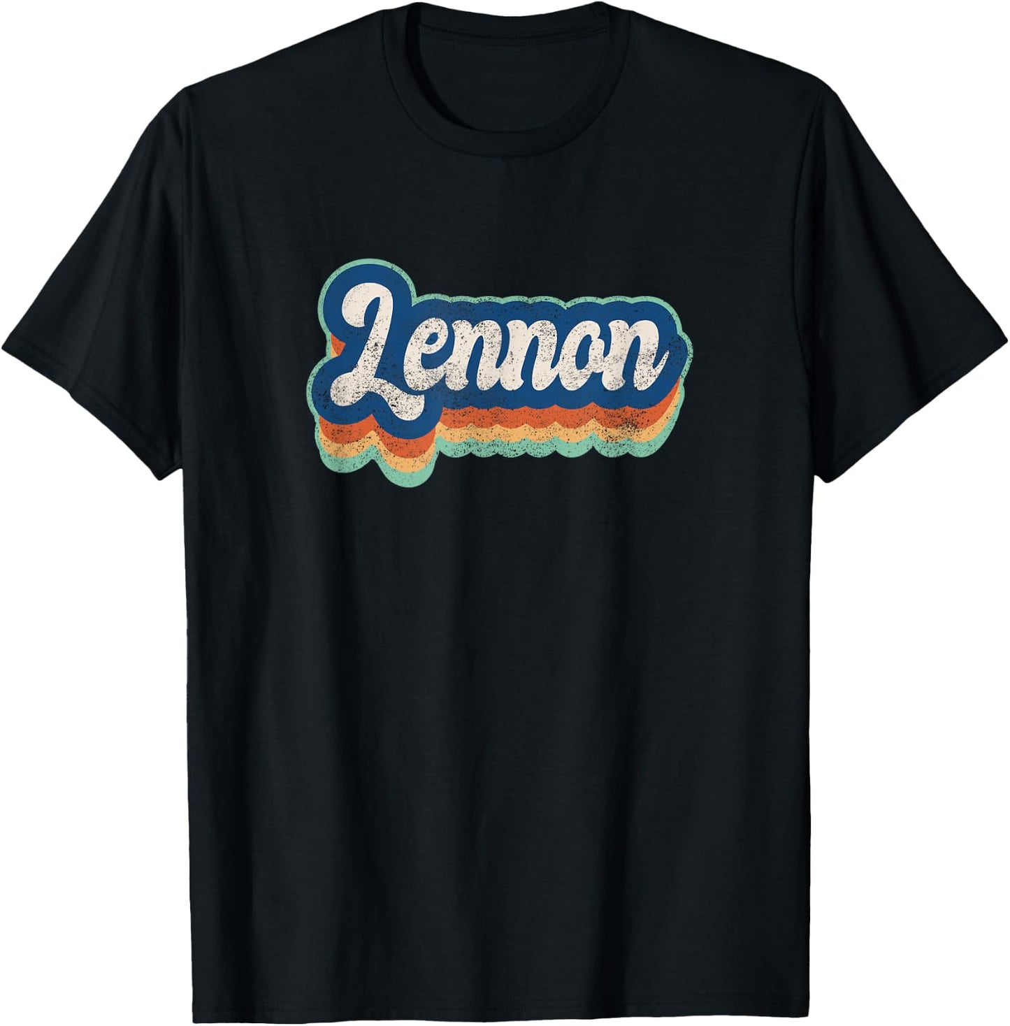 Lennon First Name Boy Vintage Style 70s 80s Personalized T-Shirt - T-Shirt | Black