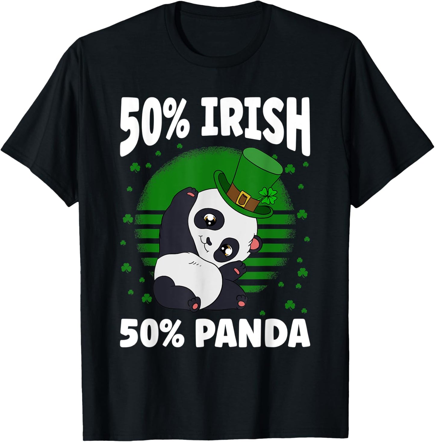 St. Patrick's Day Panda 50 % Irish 50 % Panda T-Shirt - T-Shirt | Black