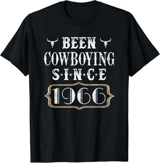 Been Cowboying Since 1966 Keepsake Vintage Birthday Cowboy T-Shirt - T-Shirt | Black