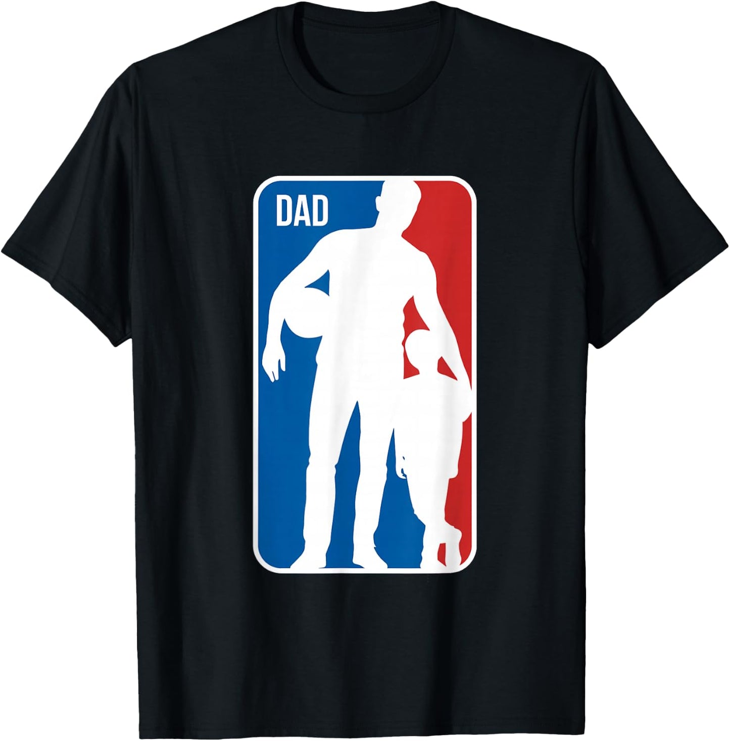 Dad Sports Logo Basketball Dad Son Silhouette Fathers Day T-Shirt - T-Shirt | Black