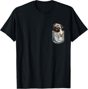 Baby Pug In A Pocket - Dog Breeder Pet Trainer Puppy Lover Women Girls Kids T-Shirt - T-Shirt | Black