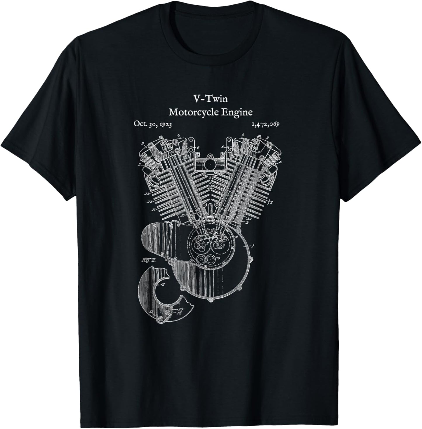 Vintage V-Twin Motorcycle Engine Shirt - Street Bike T-Shirt - T-Shirt | Black