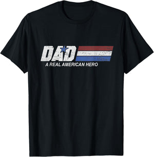 Funny Dad Vintage American Hero Fathers Day Dad US Veteran T-Shirt - T-Shirt | Black
