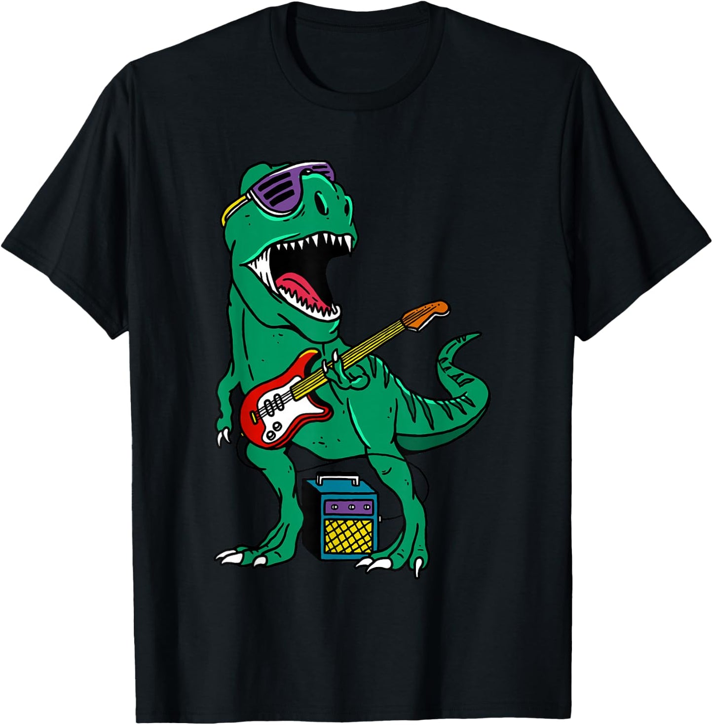 Dinosaur Rock'n Roll Dino Rock, Rocking Dinosaur Rock Bands T-Shirt - T-Shirt | Black