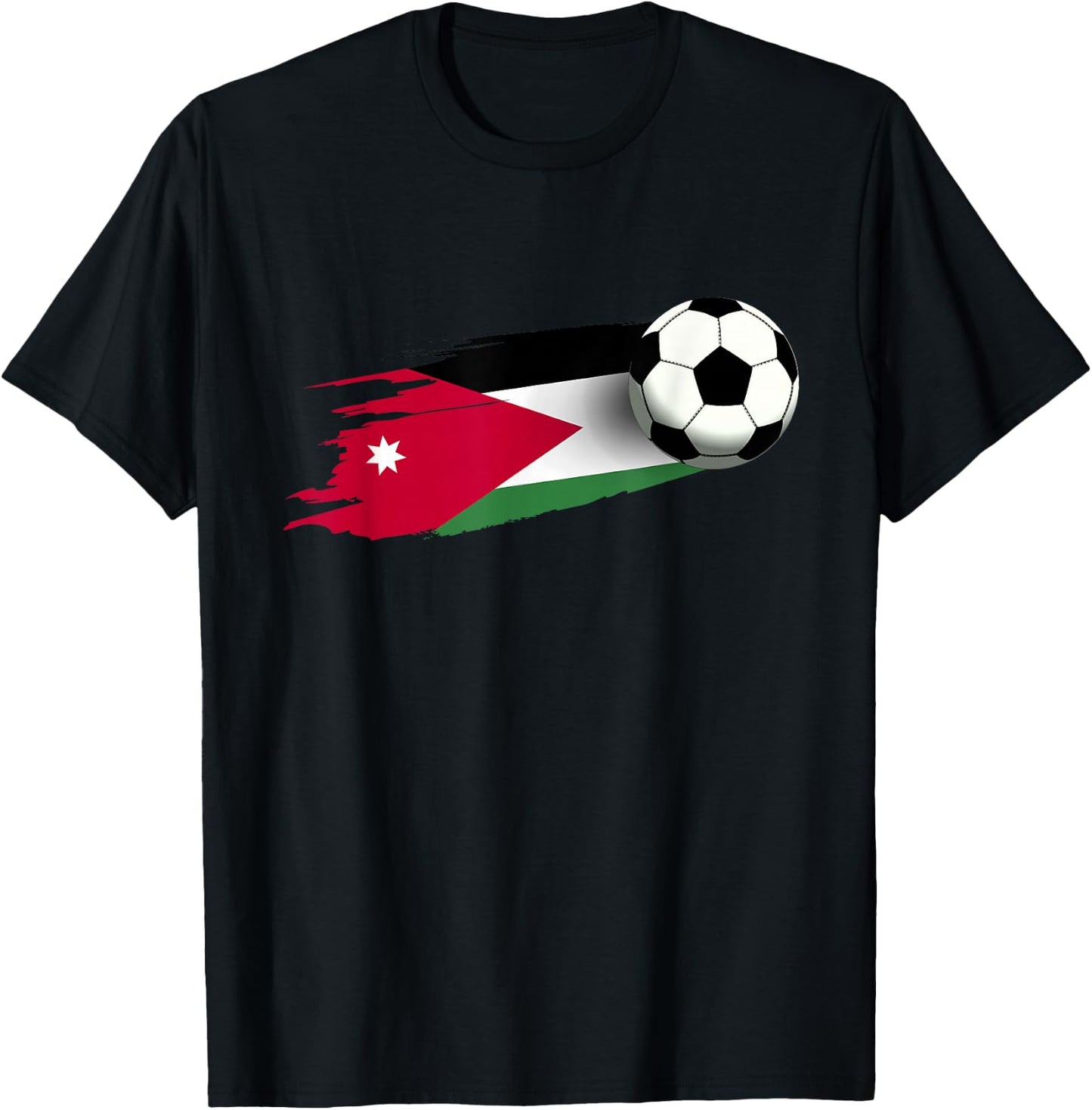 Jordan Flag Jersey Jordanian Soccer Team Jordanian T-Shirt - T-Shirt | Black