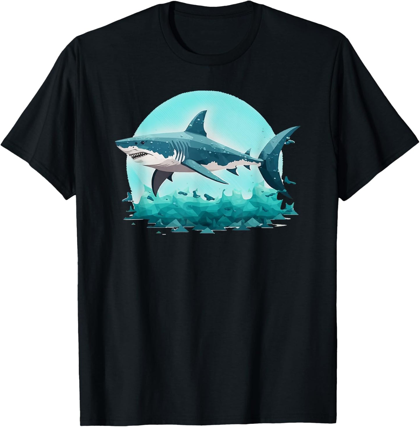 White Great Shark Open Ocean T-Shirt - T-Shirt | Black