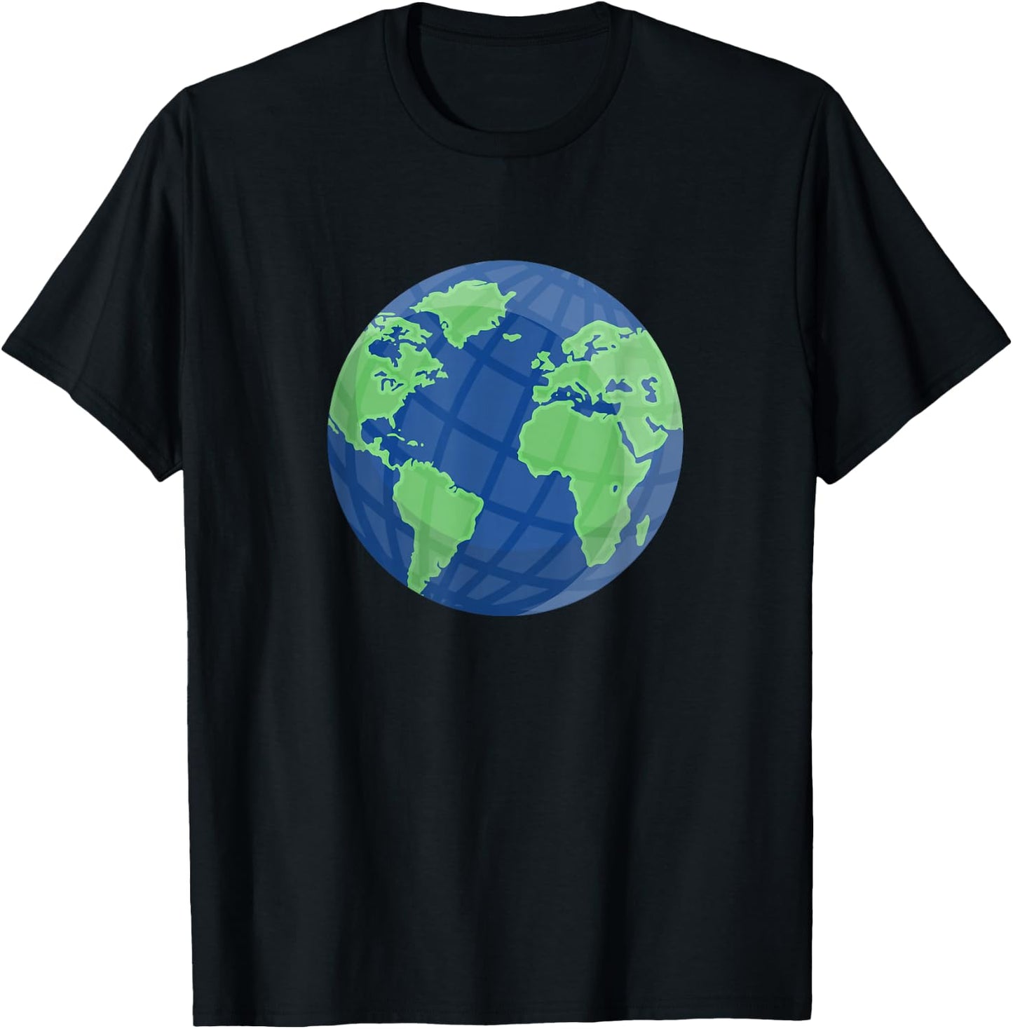 Globe World Map Earth Blue Green Design - World Geography T-Shirt - T-Shirt | Black