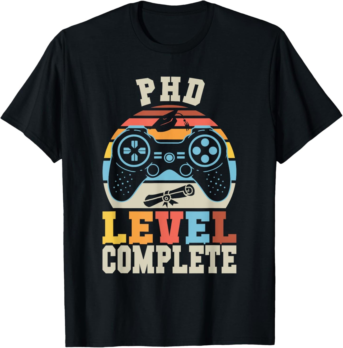 PHD Level Complete Retro Gamer Doctorate Graduation 2025 T-Shirt - T-Shirt | Black