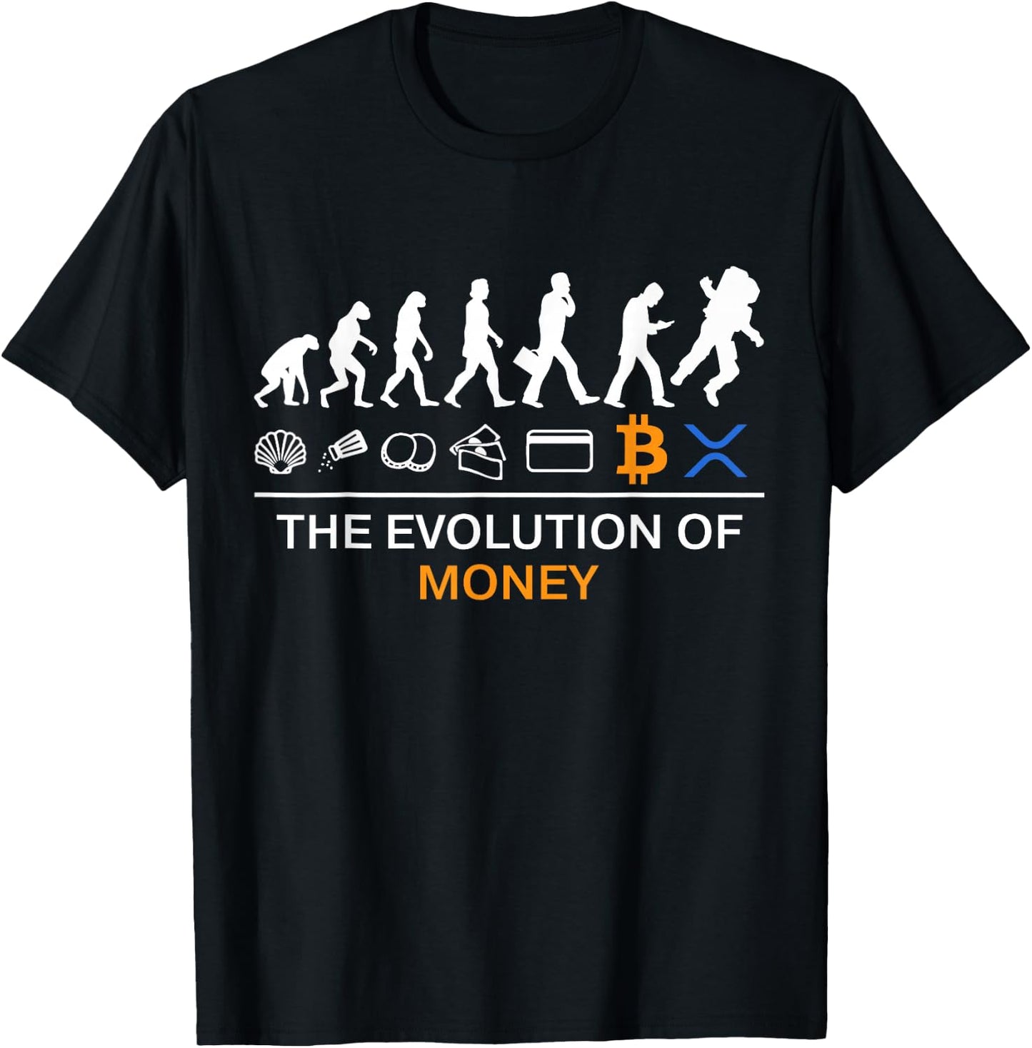 The Evolution Of Money Funny Bitcoin Ripple XRP To The Moon T-Shirt - T-Shirt | Black