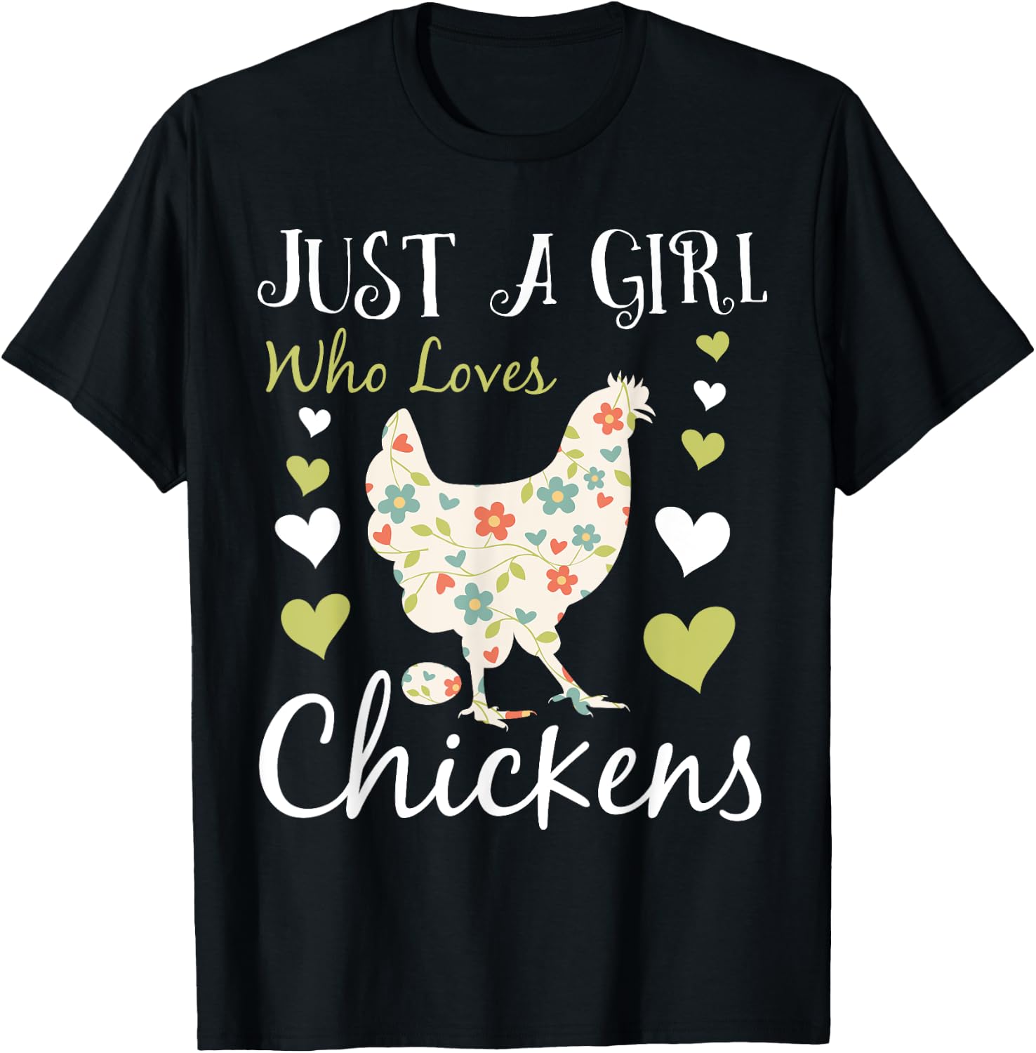 Cool Chicken Design Girls Chicken Farmer Lovers T-Shirt - T-Shirt | Black