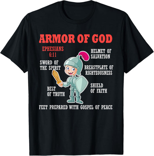 Put On The Full Armor Of God Bible Chapters For Kids T-Shirt - T-Shirt | Black