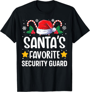 Santas Favorite Security Guard Christmas Matching Group Pj T-Shirt - T-Shirt | Black