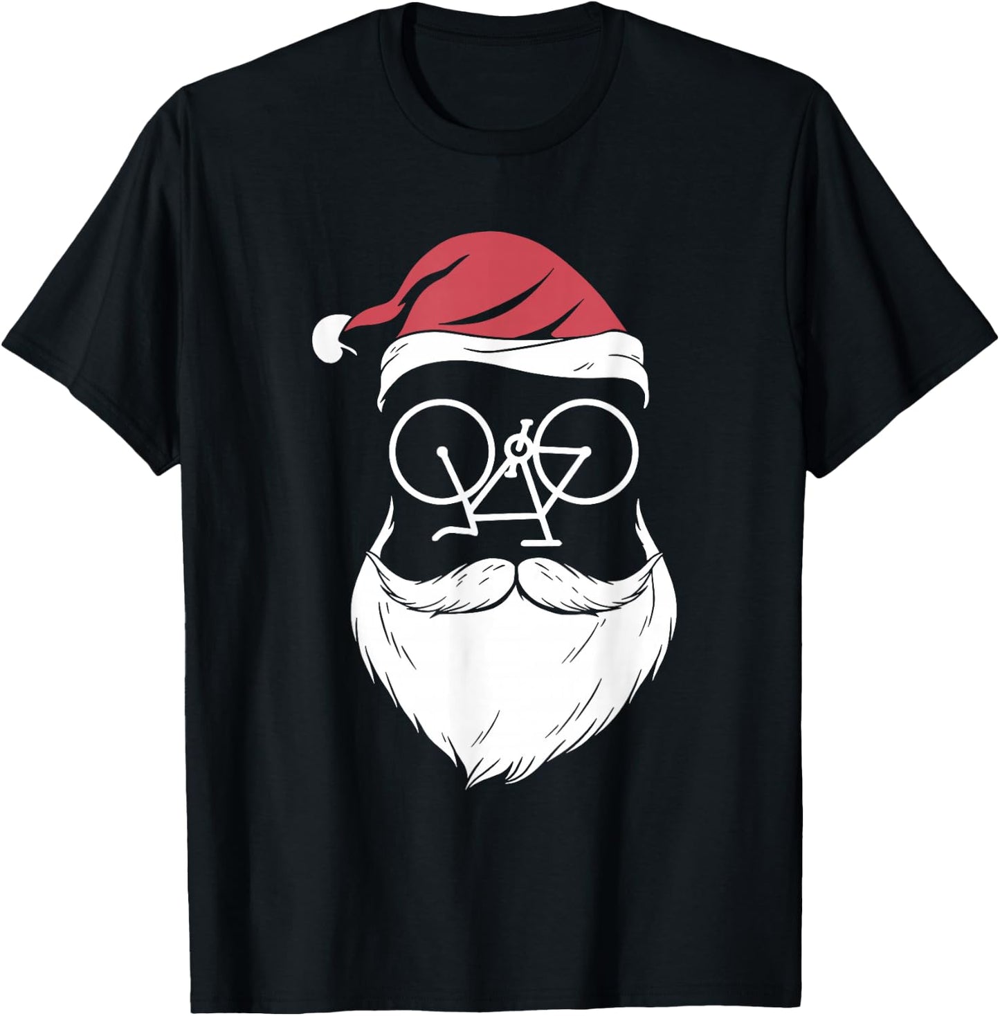 Santa Bike Sunglasses Christmas Pajama Cycling Biker Cyclist T-Shirt - T-Shirt | Black