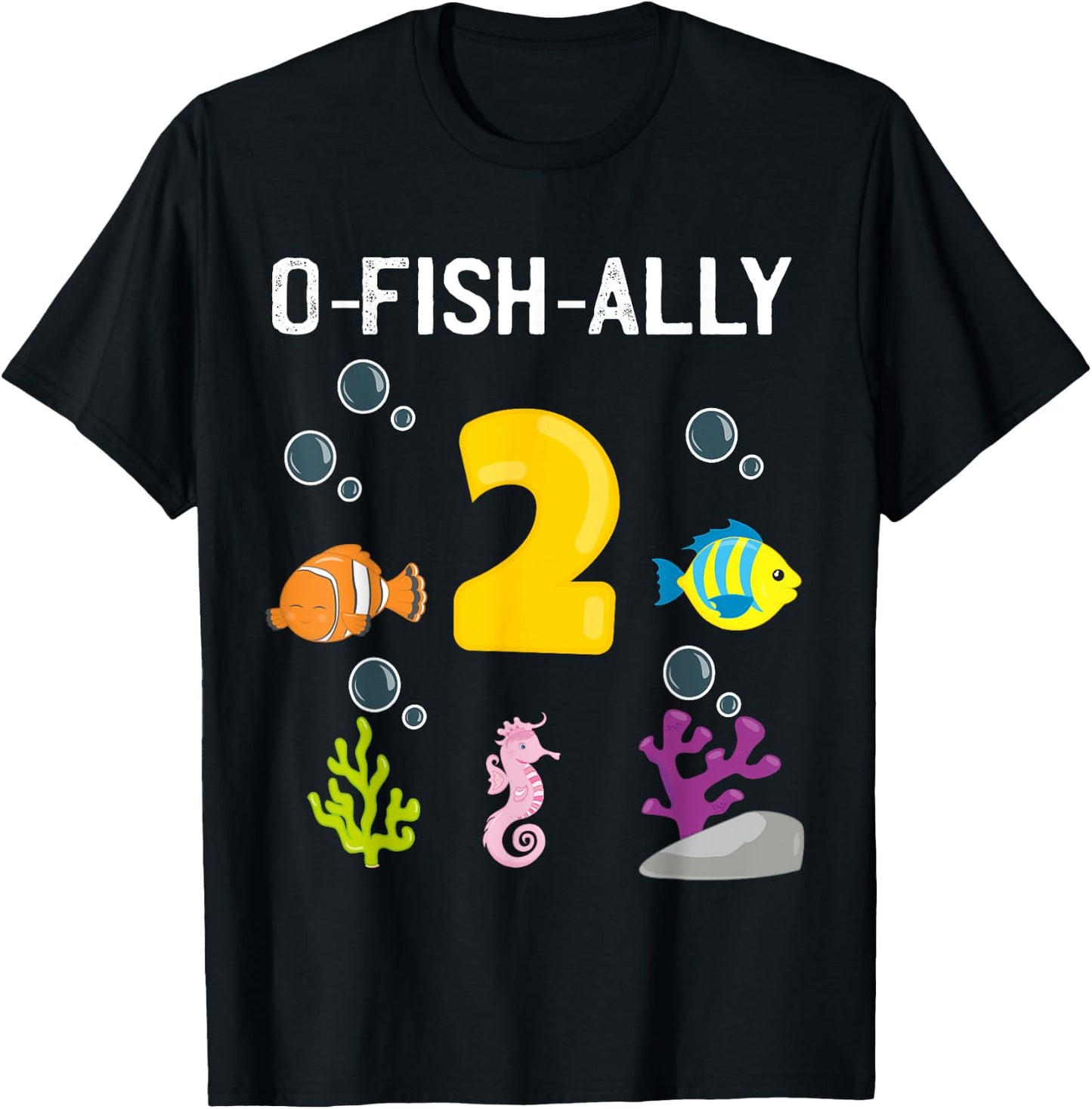 Ofishally 2 Year Old Fishing Themed 2Nd Birthday Girl Boy T-Shirt - T-Shirt | Black