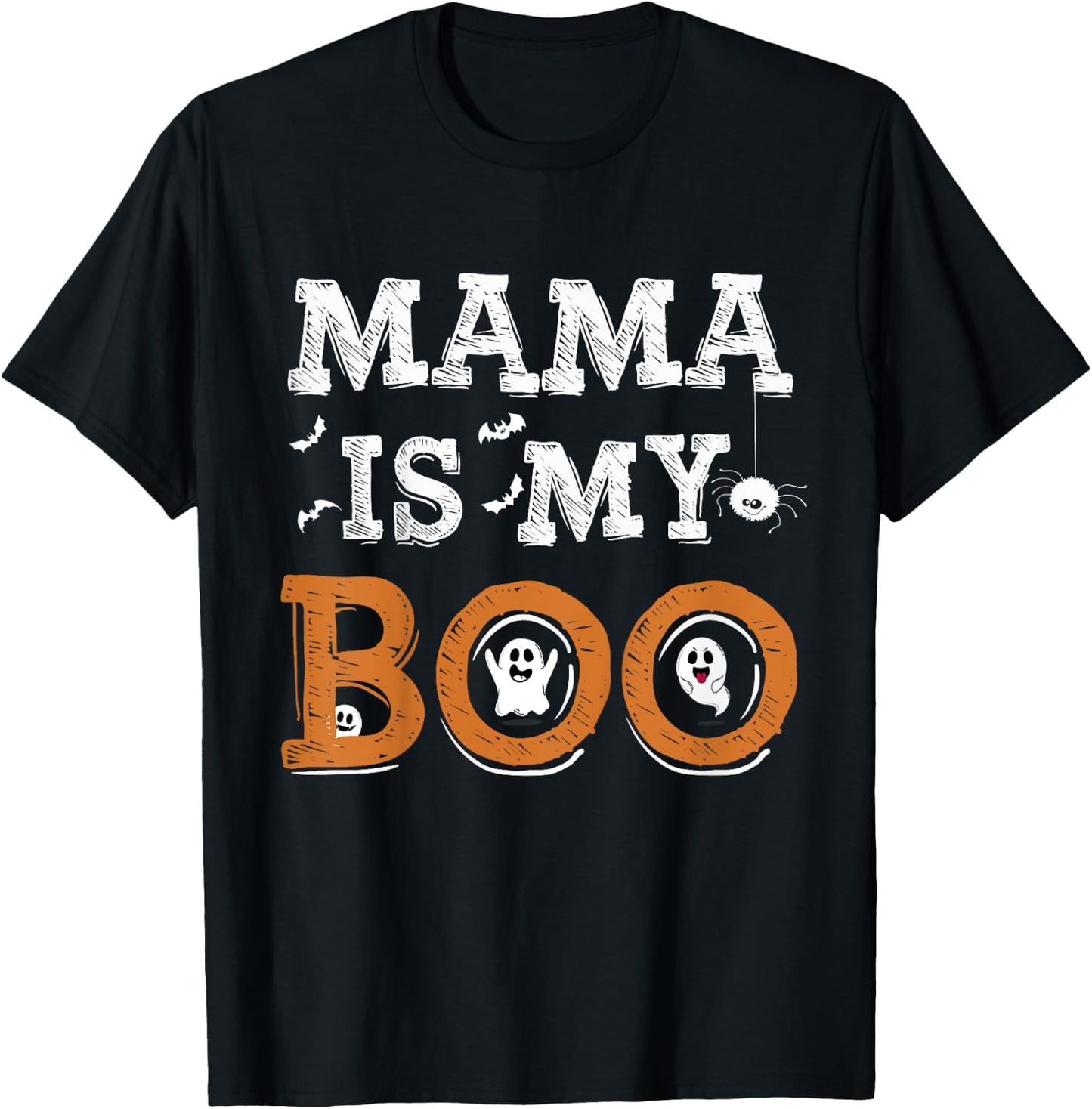Cute Mama Is My Boo Kids Mom Funny Daughter Son T-Shirt - T-Shirt | Black