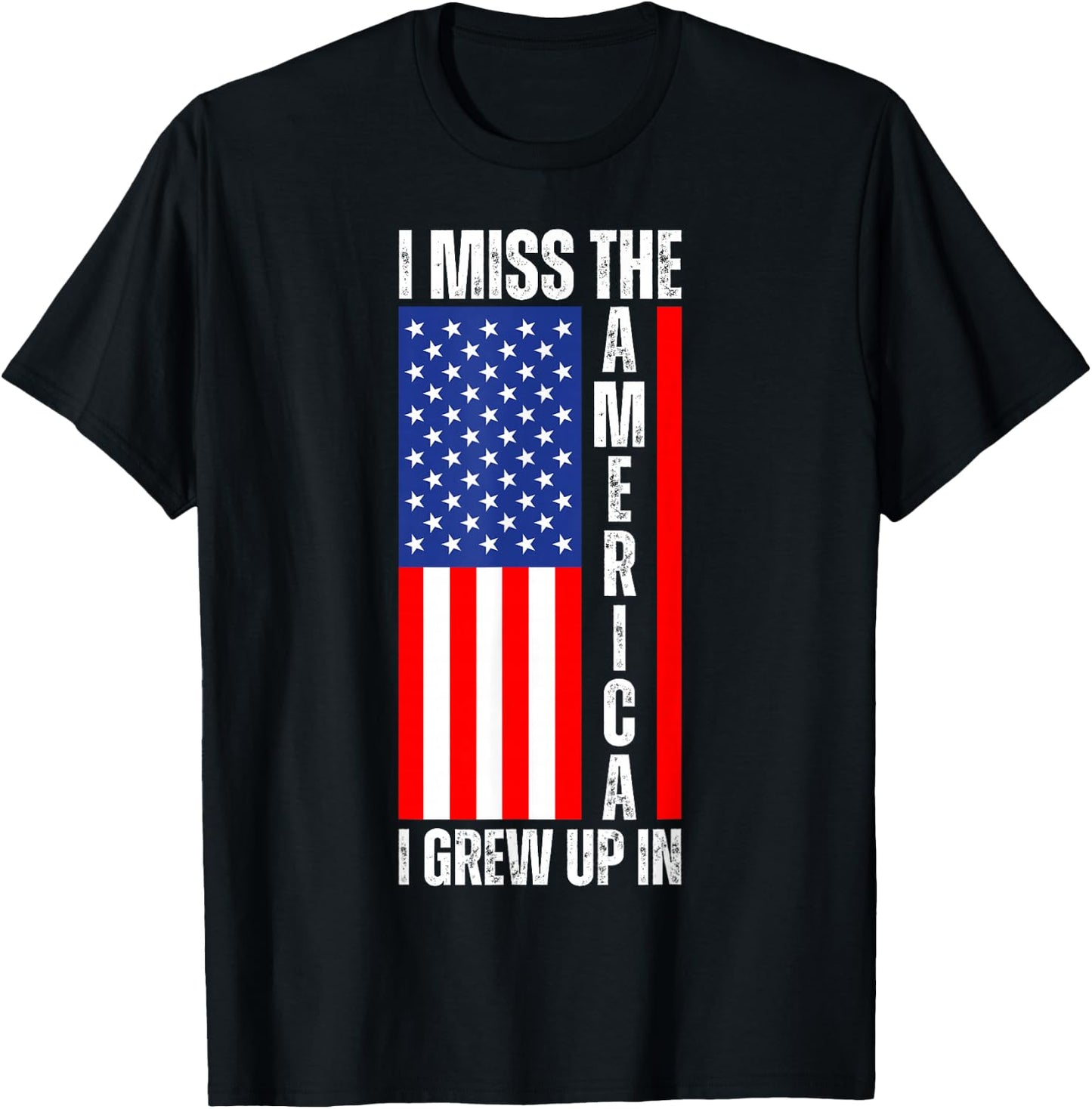I Miss The America I Grew Up In - Upside Down American Flag T-Shirt - T-Shirt | Black
