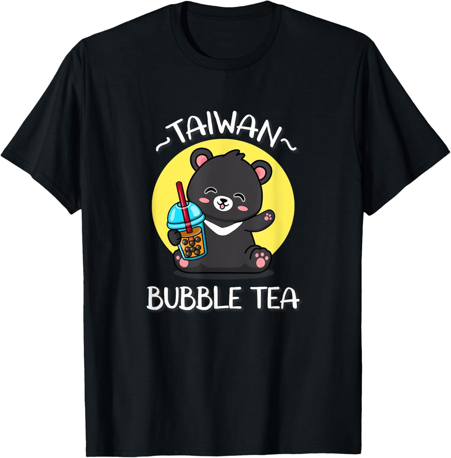 Kawaii Boba Bubble Milk Tea Lover Formosa Bear Taiwan Travel T-Shirt - T-Shirt | Black