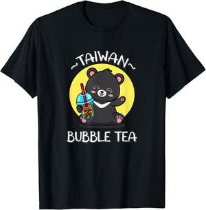 Kawaii Boba Bubble Milk Tea Lover Formosa Bear Taiwan Travel T-Shirt - T-Shirt | Black