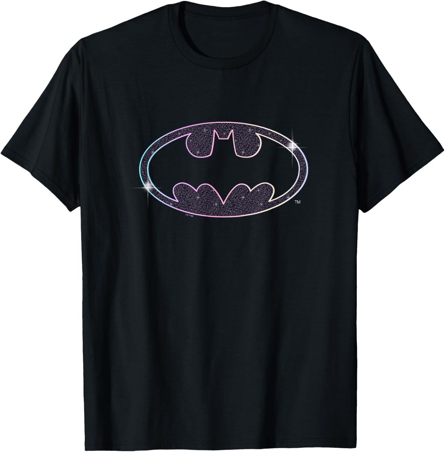 DC Comics Batman Colorful Shimmering Bat-Symbol Outline Logo T-Shirt - T-Shirt | Black