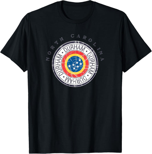 Durham Flag North Carolina State Seal Bull City NC Souvenir T-Shirt - T-Shirt | Black