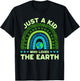Just A Kid Who Loves The Earth | Earth Day 2024 Rainbow T-Shirt - T-Shirt | Black