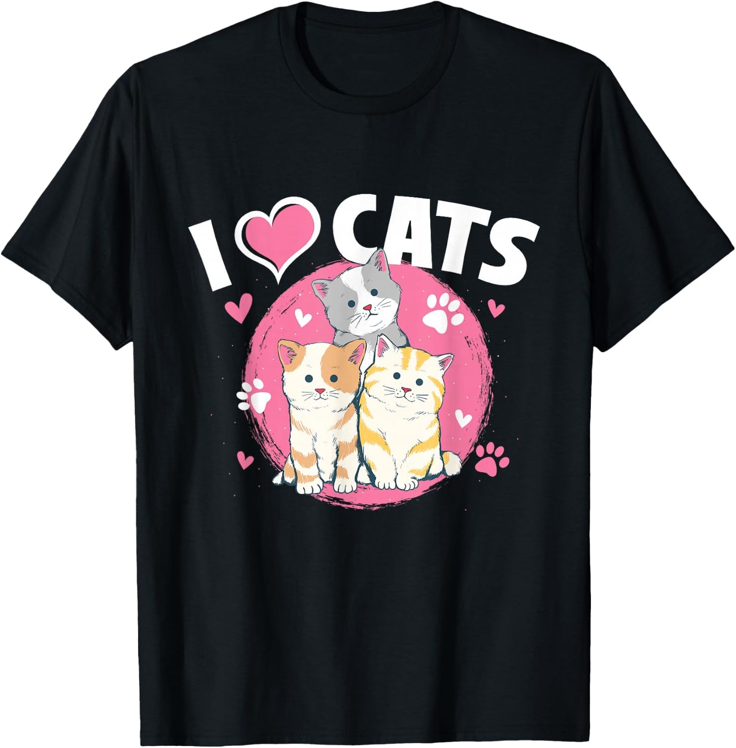 I Love Cats - Feline Animal Lover Pet Owner Veterinarian T-Shirt - T-Shirt | Black