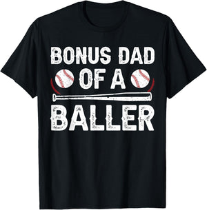 Bonus Dad Of A Baller Baseball Bonus Dad Baseball Step Dad T-Shirt - T-Shirt | Black