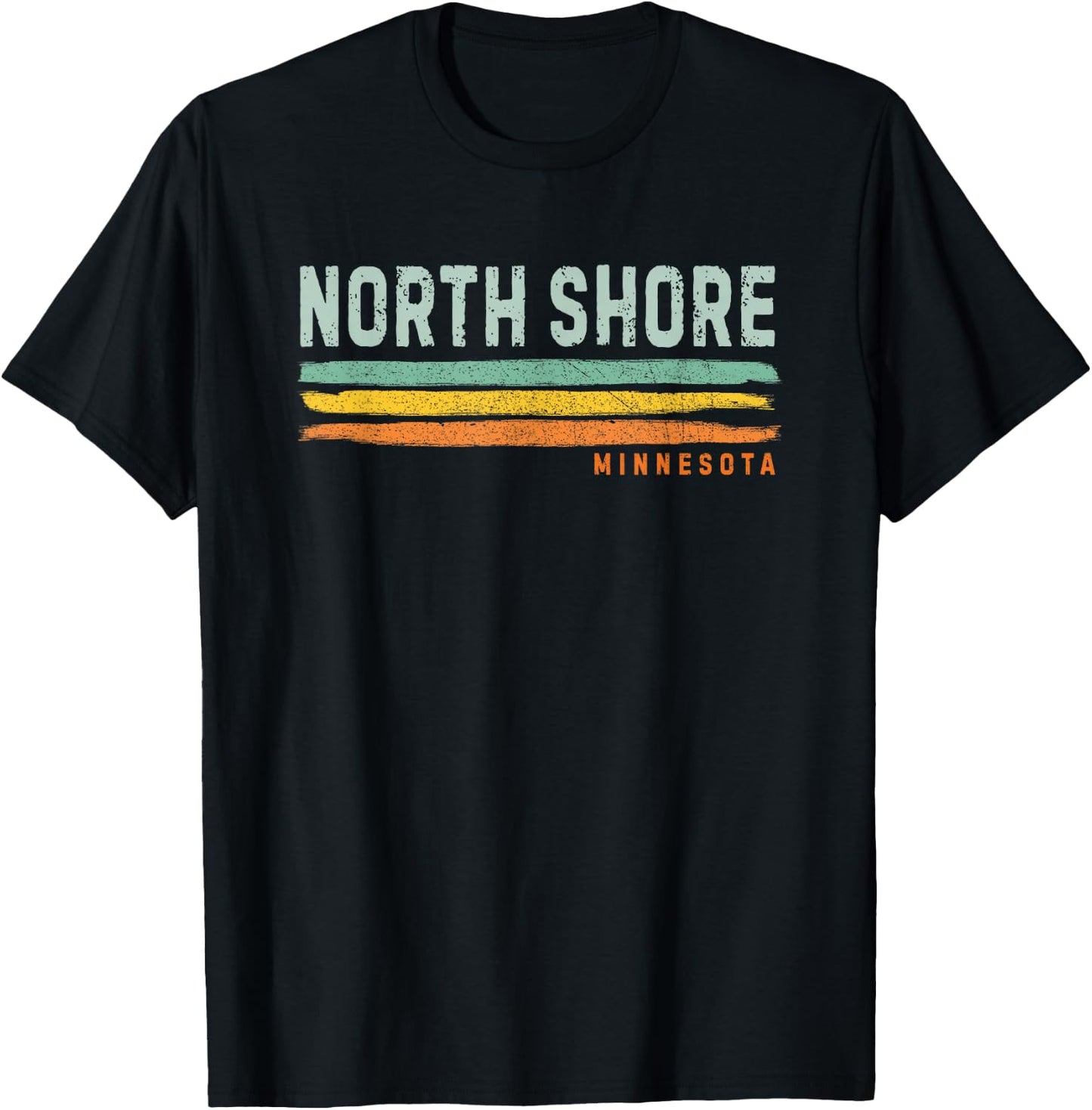 Vintage Stripes North Shore MN T-Shirt - T-Shirt | Black