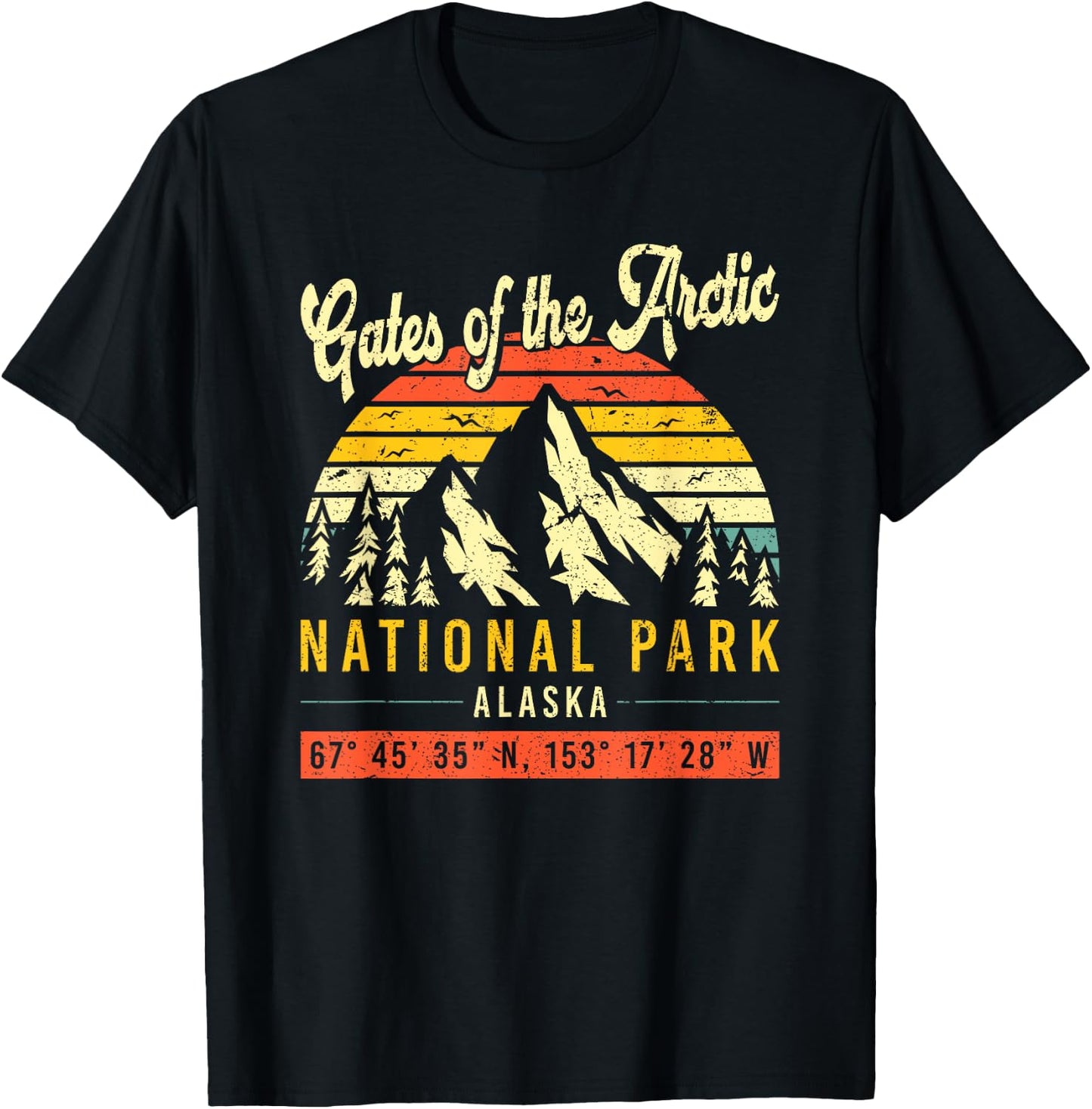 Gates Of The Arctic Vintage Retro Alaska National Park T-Shirt - T-Shirt | Black