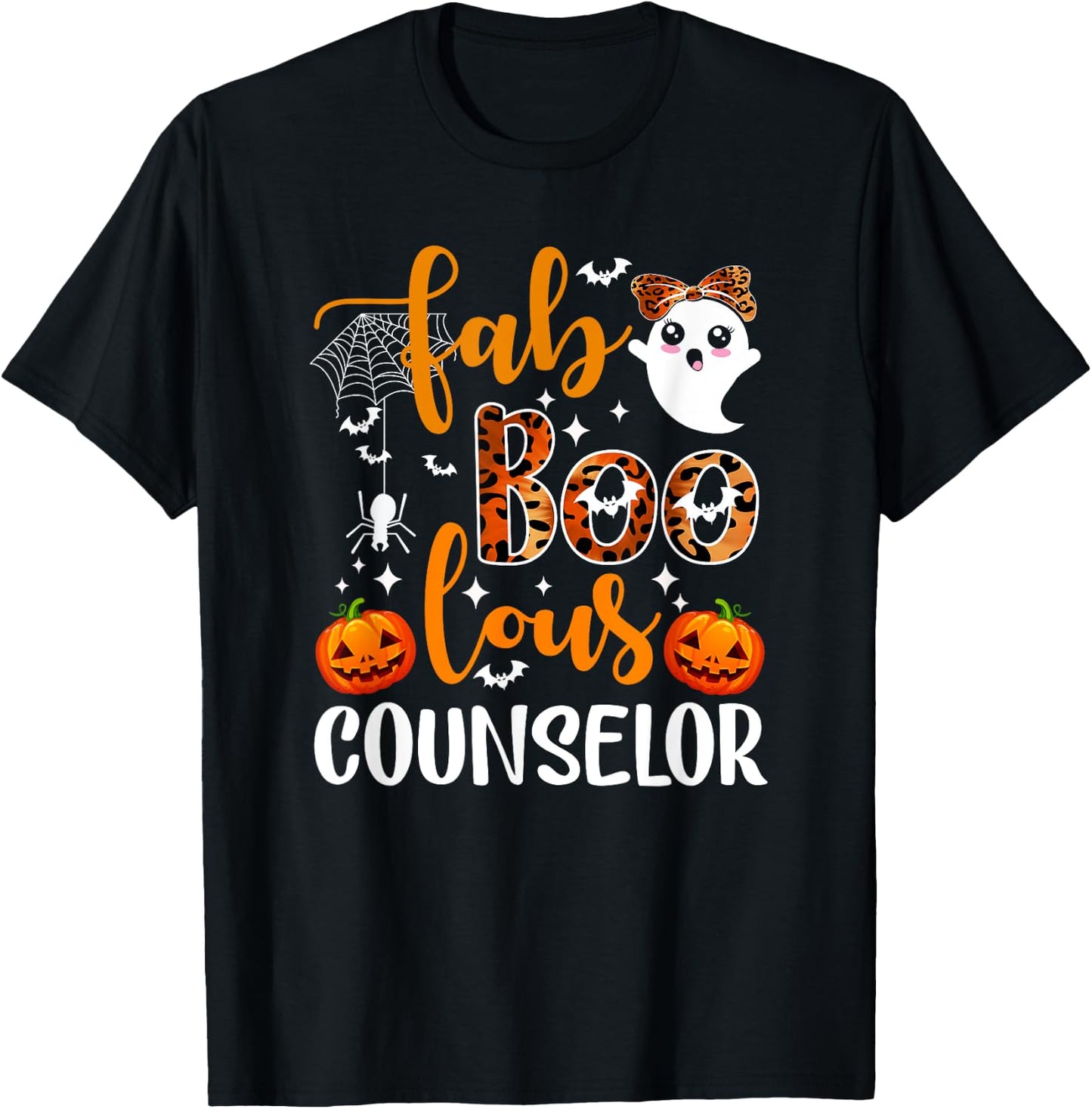 Cute Ghost Faboolous Counselor Funny Counselor Halloween T-Shirt - T-Shirt | Black
