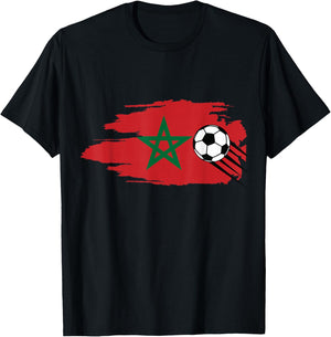 Morocco Moroccan Flag Soccer Football Lover T-Shirt - T-Shirt | Black