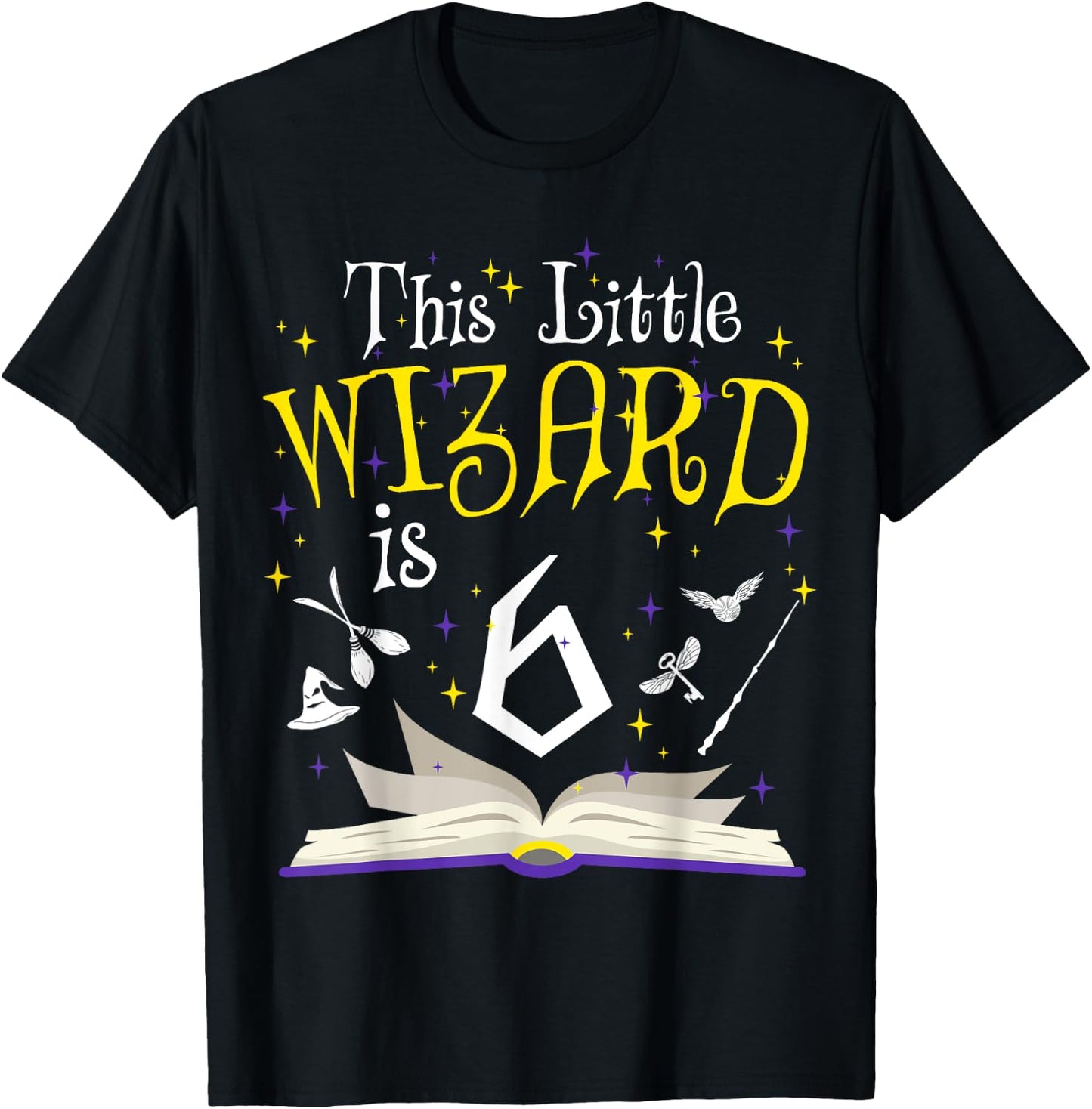 6th B-Day Magic Wizard 6 Year Old Birthday Matching Family T-Shirt - T-Shirt | Black