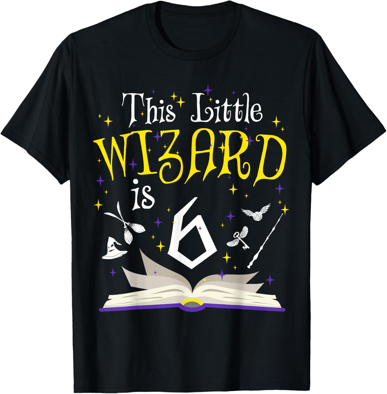 6th B-Day Magic Wizard 6 Year Old Birthday Matching Family T-Shirt - T-Shirt | Black