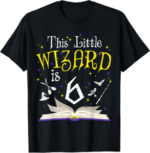 6th B-Day Magic Wizard 6 Year Old Birthday Matching Family T-Shirt - T-Shirt | Black