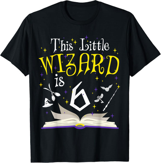 6th B-Day Magic Wizard 6 Year Old Birthday Matching Family T-Shirt - T-Shirt | Black