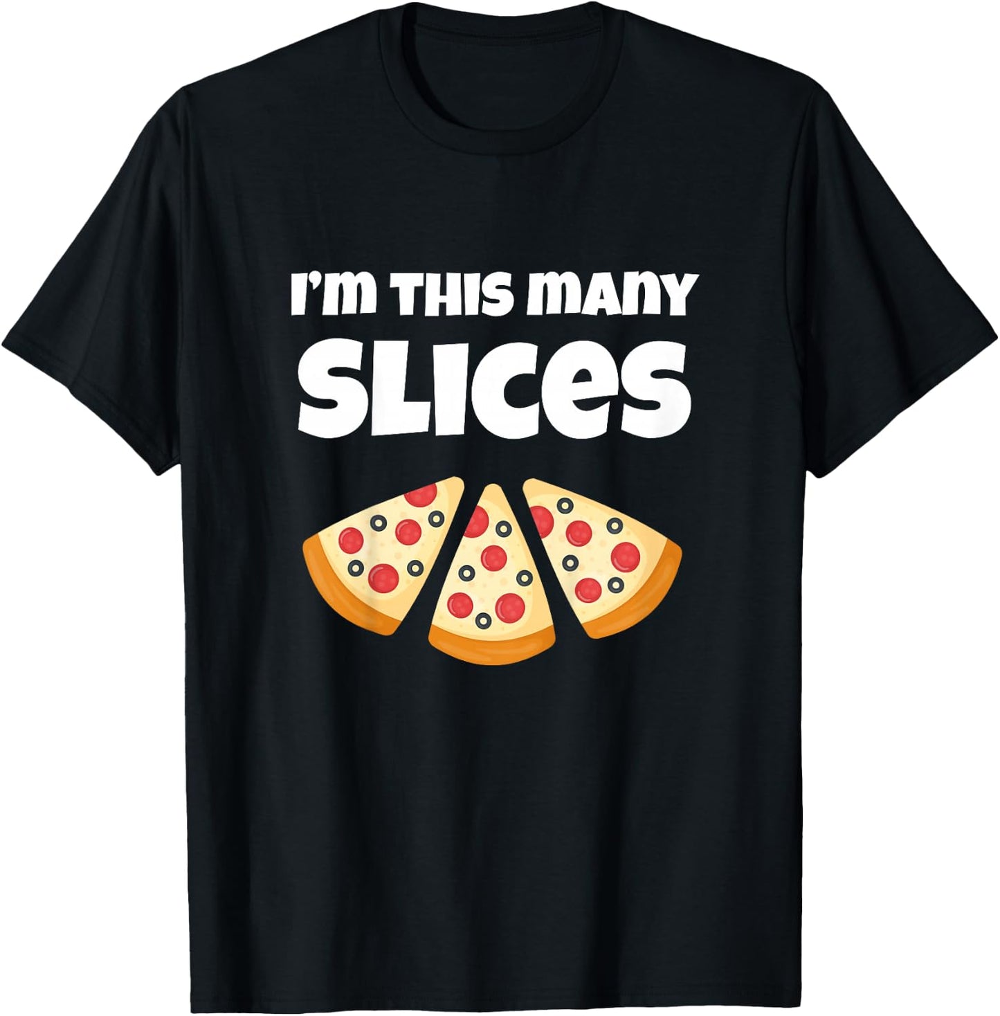 Cute Pizza 3rd Birthday I'm This Many Slices 3-Year-Old T-Shirt - T-Shirt | Black