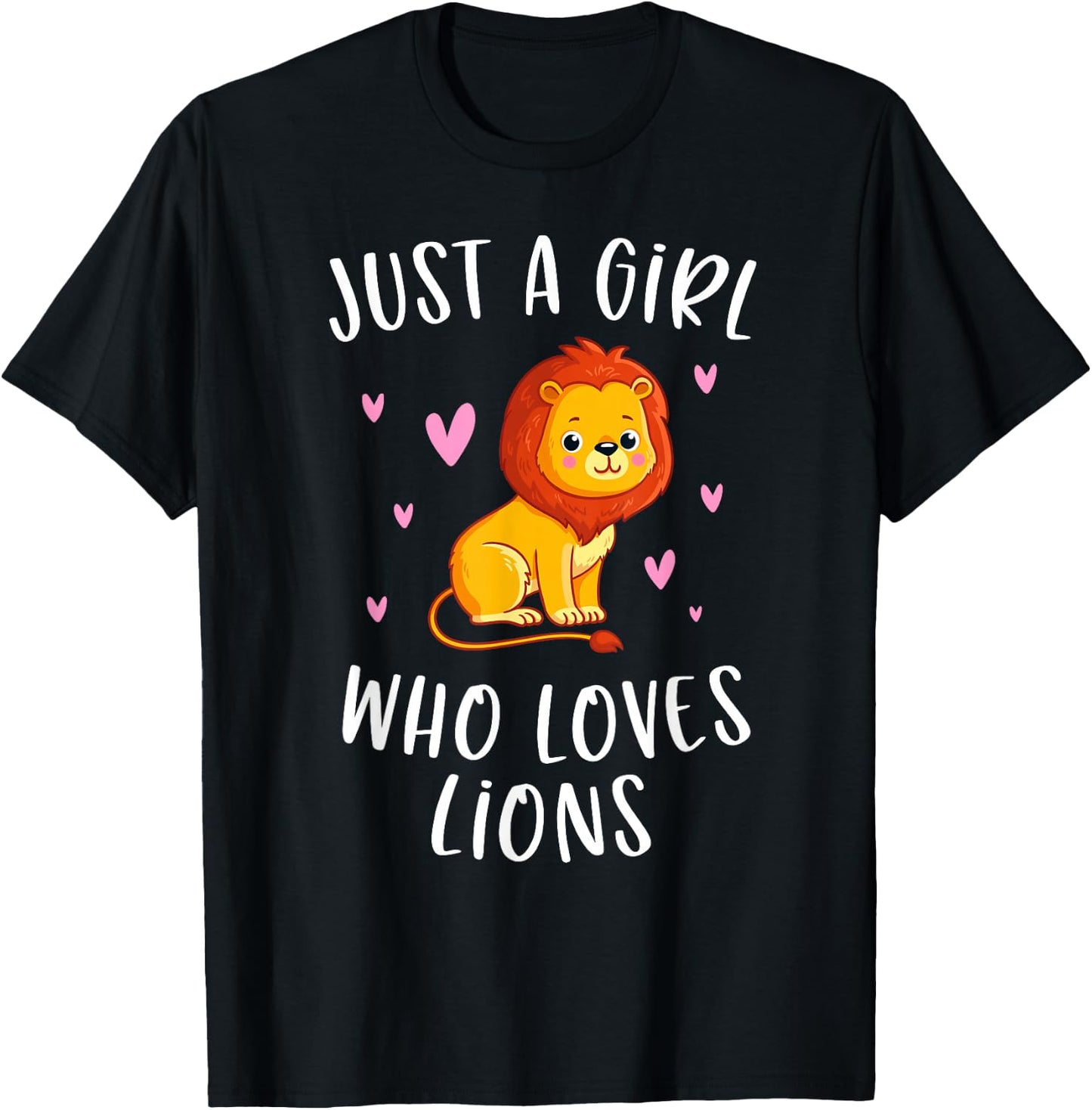 Just A Girl Who Loves Lions Cute Lion Lover T-Shirt - T-Shirt | Black