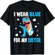I Wear Bleu For My Sister Dinosaur Diabetes Awareness T-Shirt - T-Shirt | Black