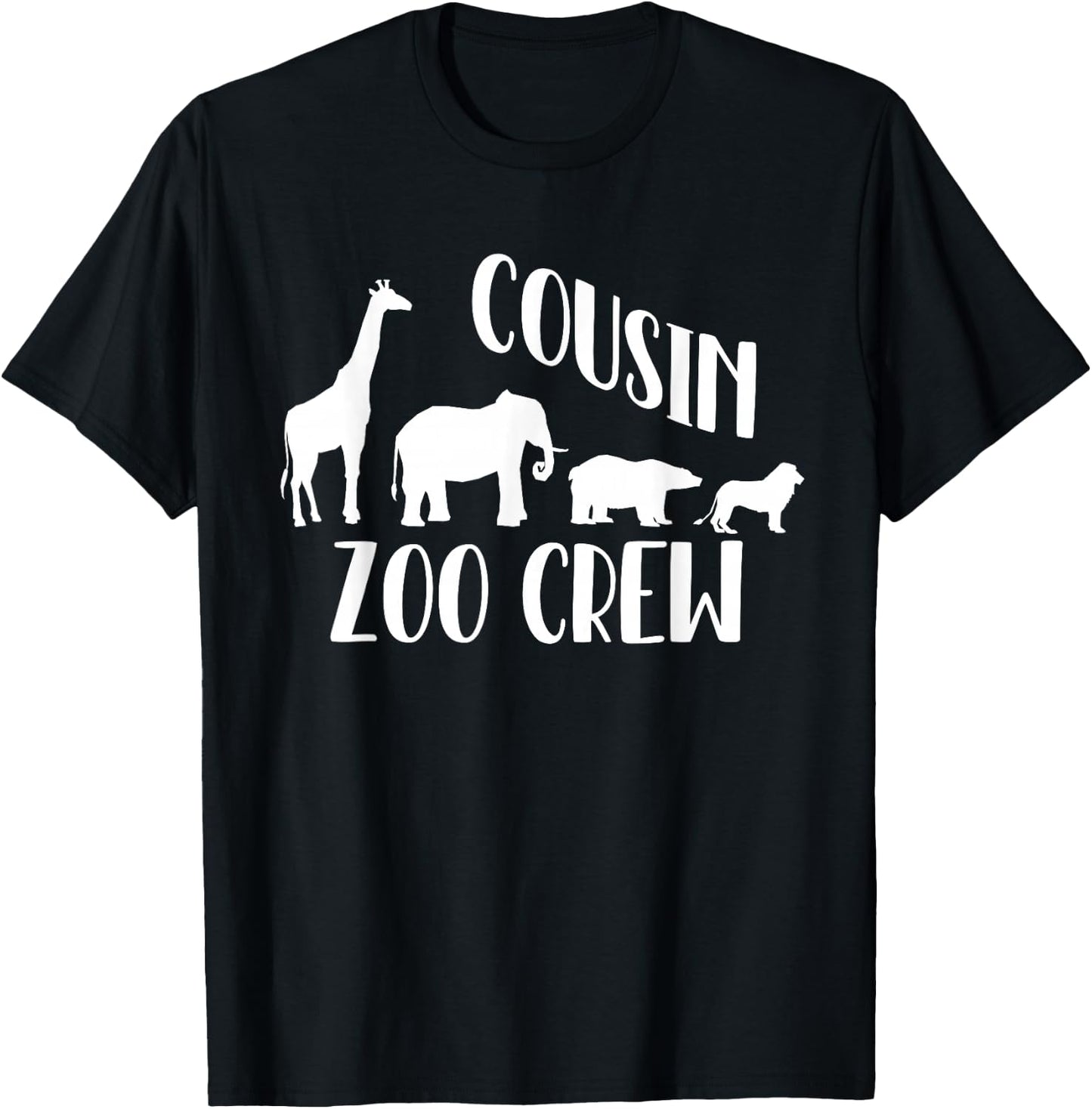Cousin Zoo Crew Giraffe Elephant Circus Animal Lover T-Shirt - T-Shirt | Black