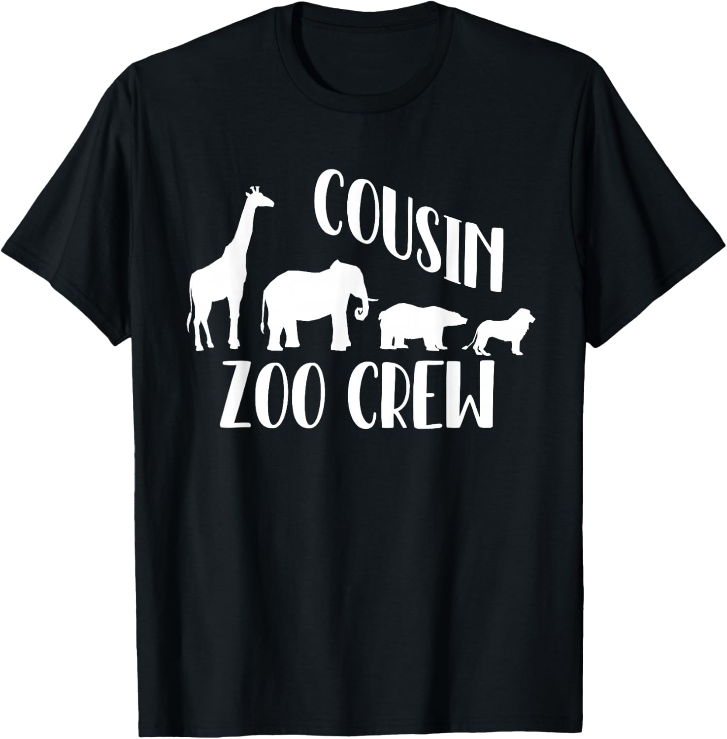 Cousin Zoo Crew Giraffe Elephant Circus Animal Lover T-Shirt - T-Shirt | Black