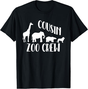 Cousin Zoo Crew Giraffe Elephant Circus Animal Lover T-Shirt - T-Shirt | Black