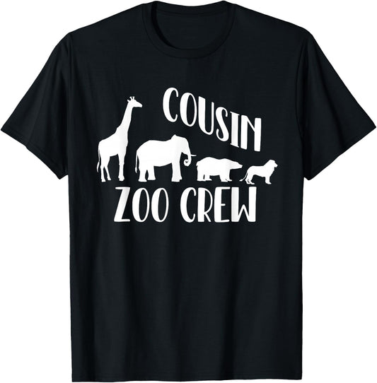 Cousin Zoo Crew Giraffe Elephant Circus Animal Lover T-Shirt - T-Shirt | Black