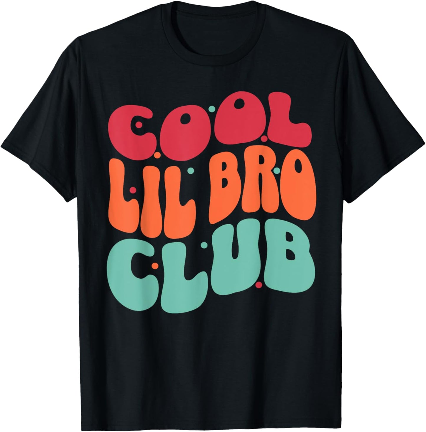 Cool Lil Bro Club Groovy Little Brother Retro 70s Sibling T-Shirt - T-Shirt | Black