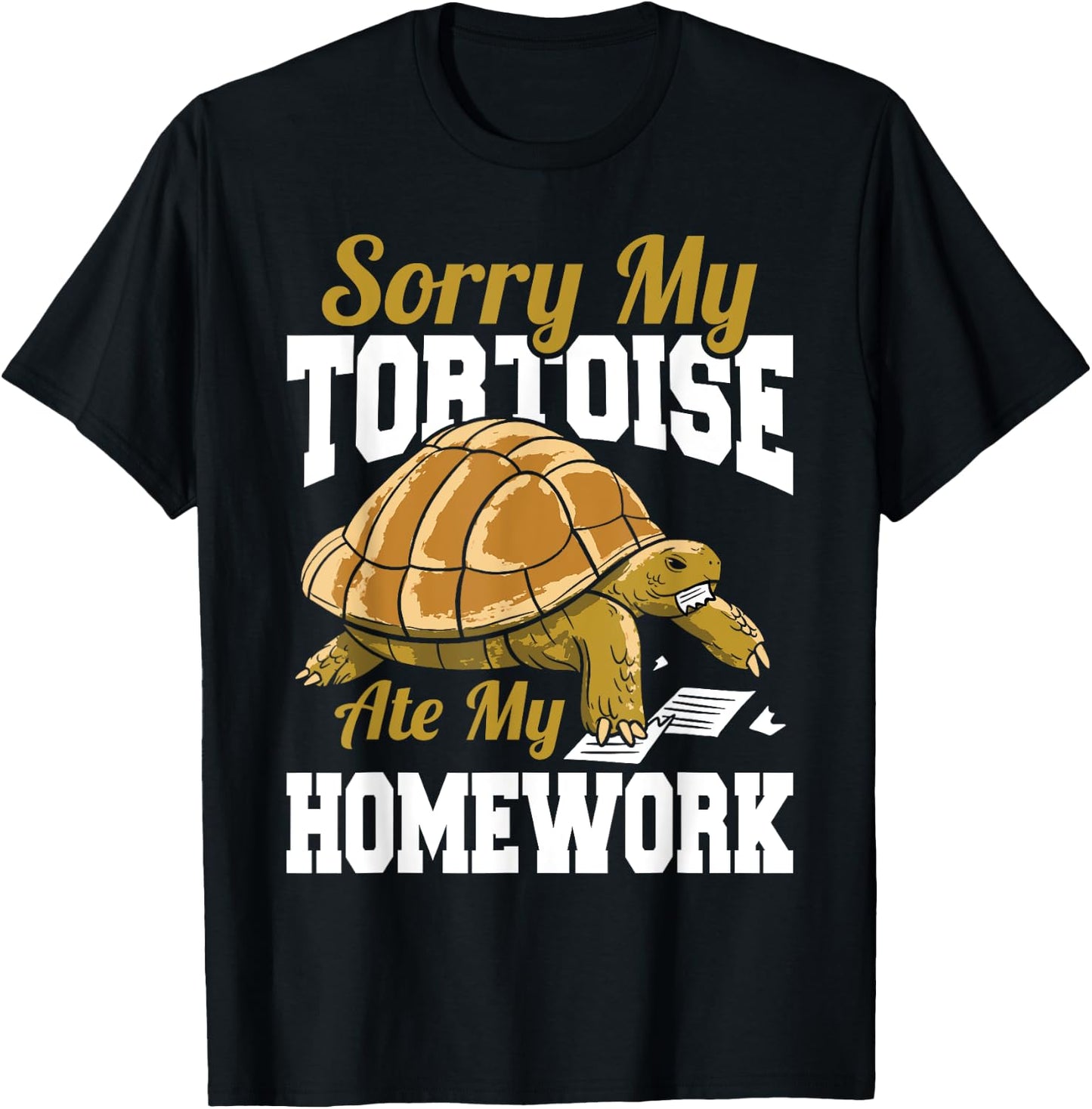Sorry My Tortoise Ate My Homework School Reptile Kids T-Shirt - T-Shirt | Black